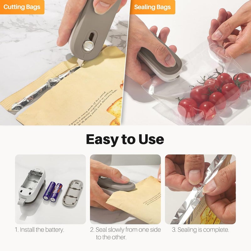ODSD 2 in 1 Mini Bag Sealer Heat Seal and Cutter With Lanyard - Portable Handheld Chip Heat Sealer for Snacks, Candies, Plastic Food Storage (Batteries Included) - Image 3